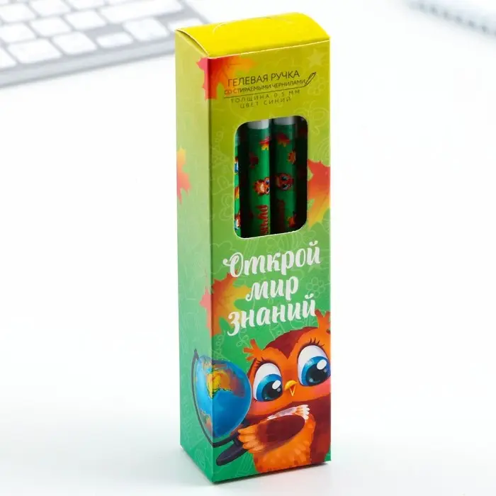 Ручка пиши-стирай, синяя паста, гелевая, 0.5 мм с колпачком &laquo;Открой мир знаний&raquo;