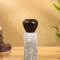 Подсвечник "Каменный факел" камень, дерево 8х5х15 см