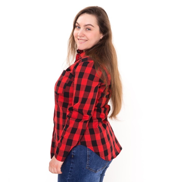 Рубашка женская, красно-черная клетка, размер 60