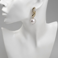 Серьги с жемчугом &laquo;Бусина&raquo; миниатюрность мах, цвет золото