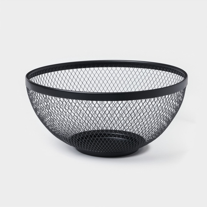 Фруктовница Доляна &laquo;Сетка&raquo;, 26,5&times;26,5&times;12,8 см, чёрная