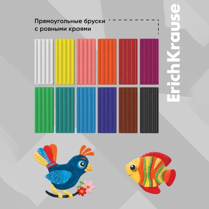 Пластилин 12 цветов, 192 г, ErichKrause, в картонной упаковке