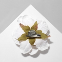 Брошь-заколка текстильная &laquo;Цветок&raquo; пион, цвет бело-розовый