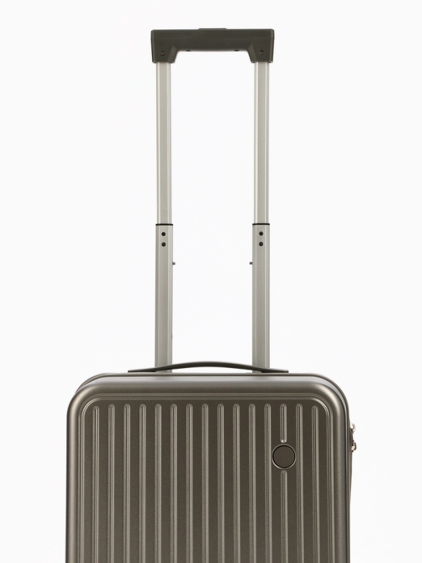 Чемодан 20", PС, 34*22*56, отд на молнии, код замок, 4 колеса, т. серый