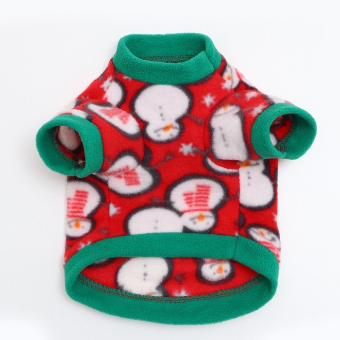 Толстовка для животных Толстовка для животных "Снеговик", размер XS, красная (ДС 21, ОШ 20, ОГ 30 см)