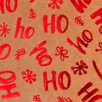 Пакет крафт с тиснением, круглая ручка, "Хо - Хо - Хо" 21&times;27&times;11 см, 120 г