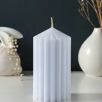 Свеча-цилиндр 7х14 см, 370 гр, рифлёная, лаванда