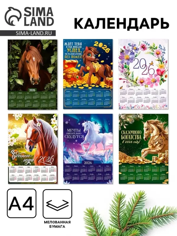 Календарь настенный &laquo;2026&raquo;, А4, МИКС