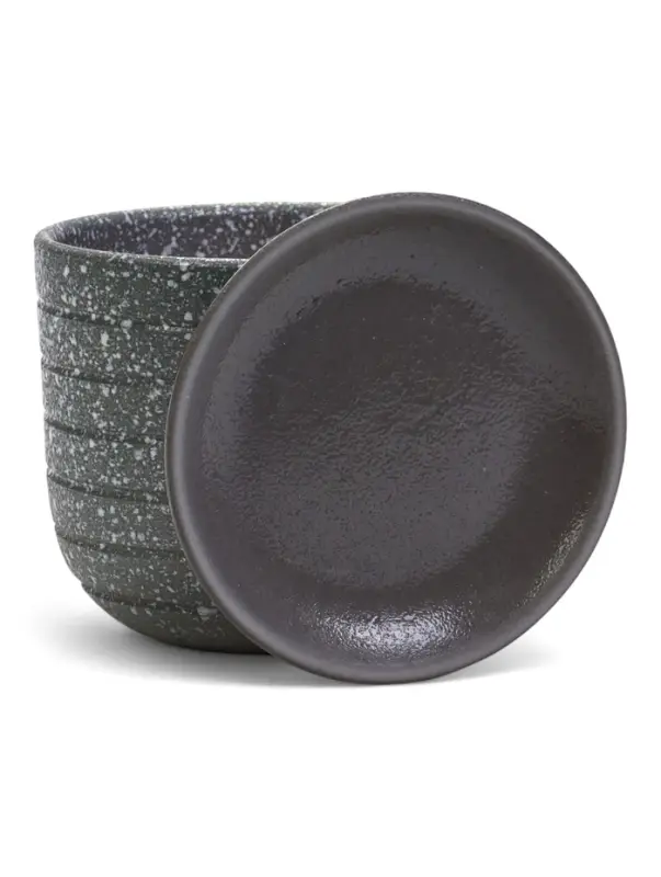 Горшок цветочный  с поддоном 0,8 л, серый керамика "Пряности" (М)