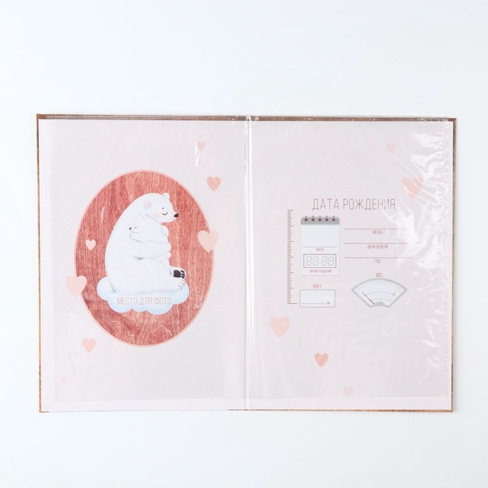 Папка для свидетельства о рождении "Мама и малыш", медведи, 23 х 17 см