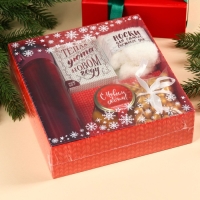 Подарочный набор &laquo;Тепла и уюта&raquo;: чай 50 г, крем-мед 120 г, носки 36-39 р, термос 500 мл, арахис в глазури 100 г