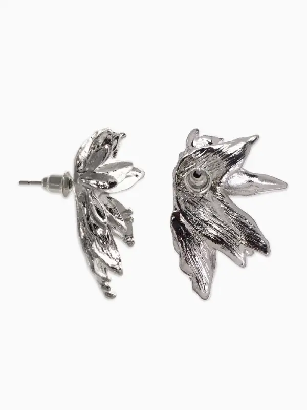 Серьги металл "Цветы половинки", цвет серебро