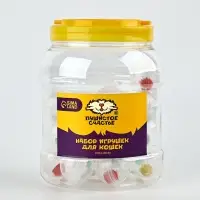 Шарик для кошек с помпошкой, 4 см, фасовка в банку по 25 шт, МИКС