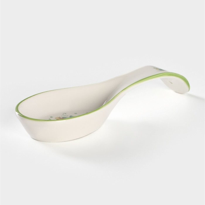 Подставка фарфоровая под ложку Доляна &laquo;Зелёный сад&raquo;, 21,5&times;7,5 см