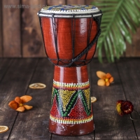 Сувенирный музыкальный инструмент "Барабан Джембе ящерица" 14x14x30 см   МИКС