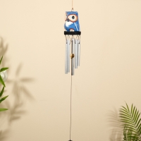 Музыка ветра "Совёнок" дерево, алюминий, 7х6х60 см, цв. синий