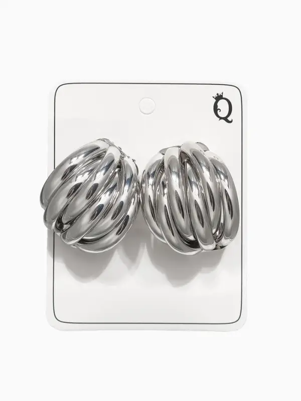 Серьги металл "Кольца" 6 рядов, тренд, цвет золото