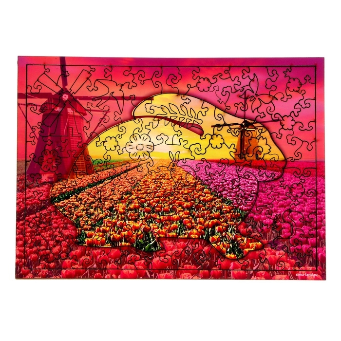 Пазлы деревянные фигурные &laquo;Цветущие тюльпаны&raquo;, 142 элемента