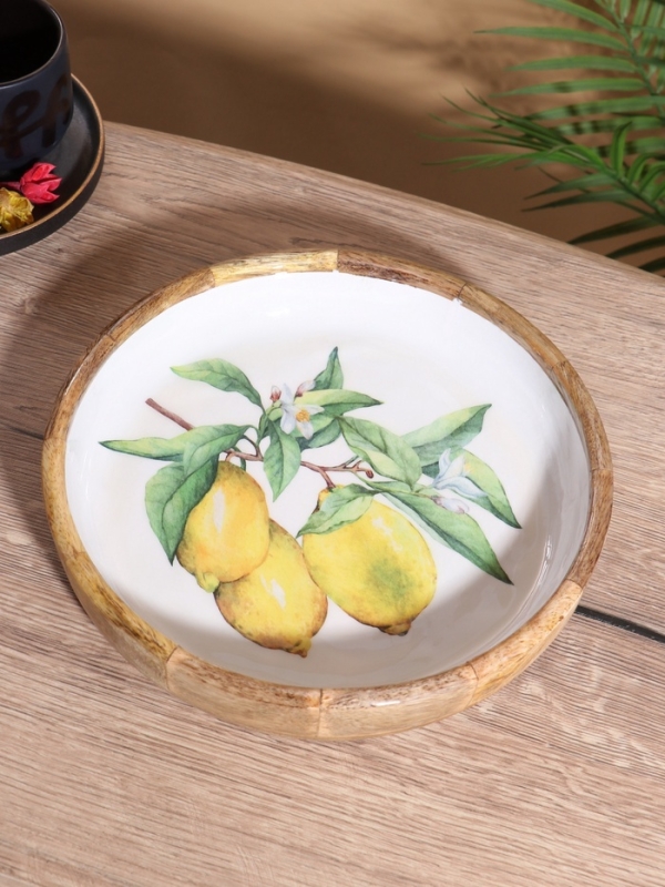 Блюдо "Лимоны" дерево манго 25х25х4,5 см