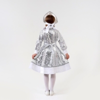 Карнавальный костюм &laquo;Снегурочка с узором&raquo;, атлас, шуба, кокошник, рост 98-104 см