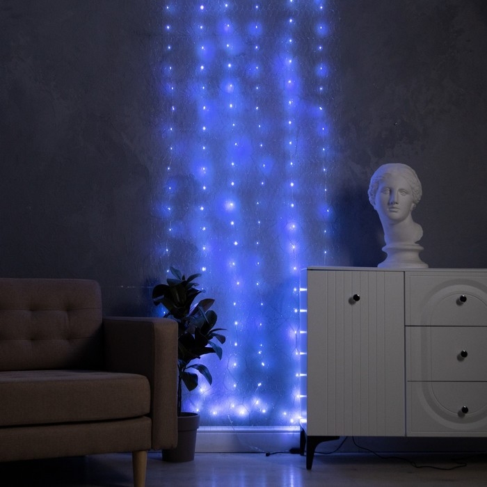 Гирлянда &laquo;Звёздное небо&raquo; 1 &times; 5 м роса, IP44, УМС, серебристая нить, 300 LED, свечение белое