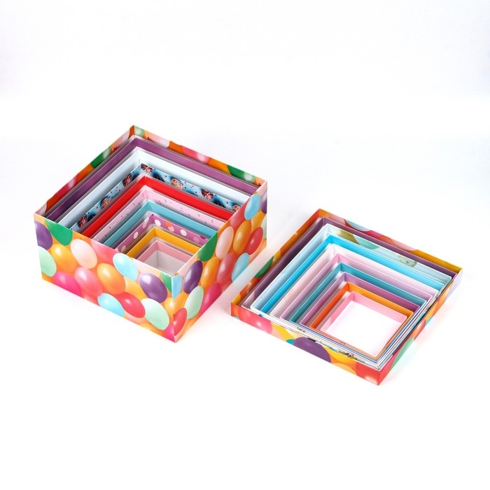 Набор коробок 10 в 1, упаковка подарочная, «Шары», 10.2 х 10.2 х 6‒28.2 х 28.2 х 15 см Набор коробок 10 в 1, упаковка подарочная, «Шары», 10.2 х 10.2 х 6‒28.2 х 28.2 х 15 см