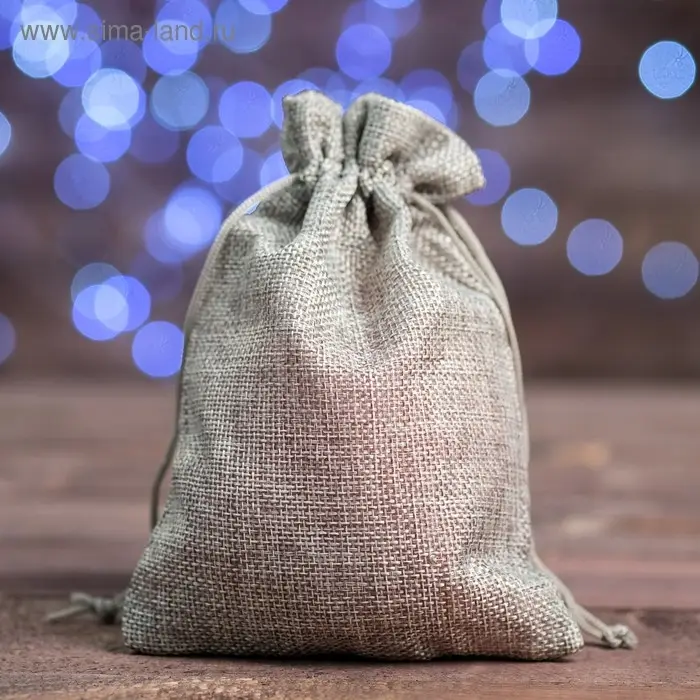 Мешочек подарочный из холщи, серый, 13&times;18 см