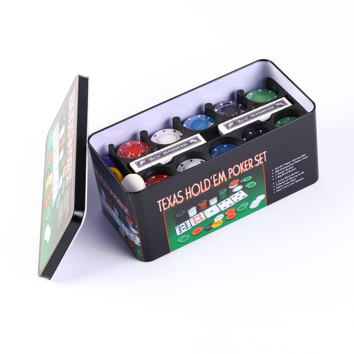 Покер, набор для игры (карты 2 колоды, фишки 200 шт.), без номинала, 60 х 90 см