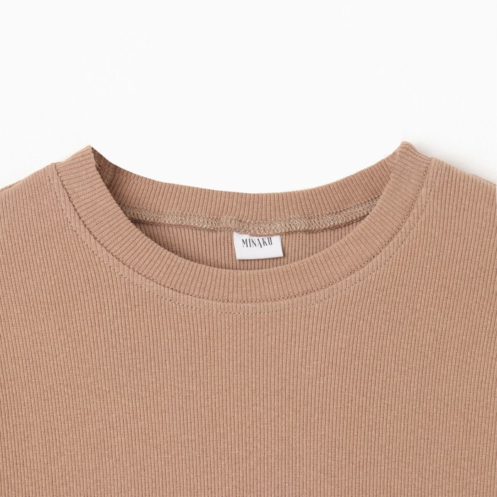 Костюм для девочки (свитшот, брюки) MINAKU, бежевый, рост 104 см