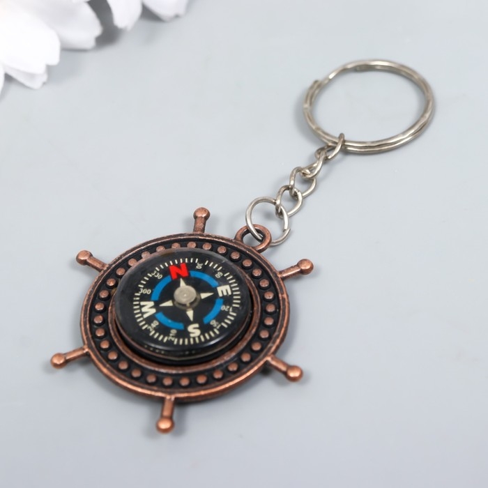 Брелок металл "Штурвал с компасом" 3,5х3,5х0,7 см