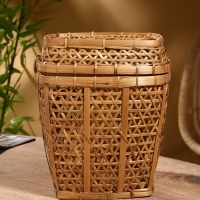Корзина плетёная "Баскет" бамбук 24х24х28 см, светлая
