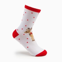 Носки женские «Новогодний олень», цвет белый, размер 23-25 Носки женские «Новогодний олень», цвет белый, размер 23-25
