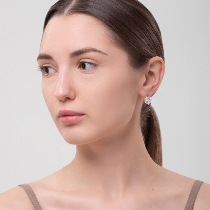 Клипсы &laquo;Вечеринка&raquo; крупные кристаллы, цвет белый в золоте