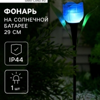 Садовый светильник на солнечной батарее «Тюльпан синий», 5×29×4 см, 1 LED, свечение белое Садовый светильник на солнечной батарее «Тюльпан синий», 5×29×4 см, 1 LED, свечение белое