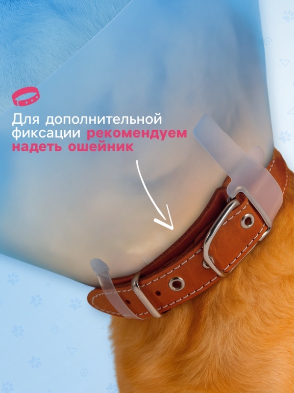 Ветеринарный воротник с креплением на ошейник, высота 15 см (без ошейника)