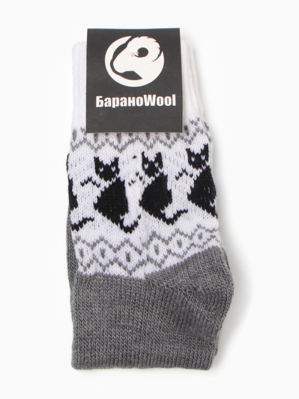 Носки женские шерстяные "Котик", цвет серый, р-р 25-27