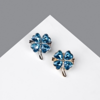 Брошь &laquo;Клевер&raquo; сапфировый, МИКС, (неделимая фасовка 12 шт., цена за шт.)