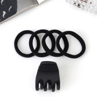 Набор для волос &laquo;Вивьен&raquo;, 4 резинки 5.5 см, краб 3 см, зубья, чёрный