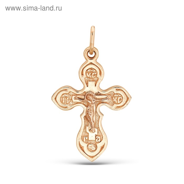 Крест нательный &laquo;Православный&raquo; округлый, розовое золочение