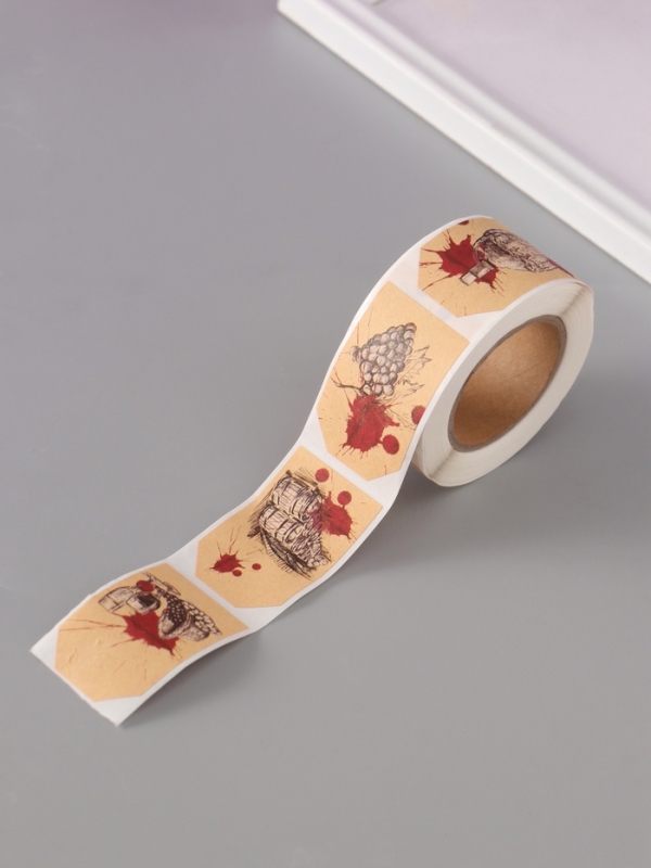 Наклейка бумага крафт "Бирки. Виноградник" 3х5 см 200 шт в рулоне