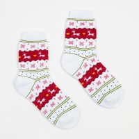 Носки женские новогодние махровые &laquo;Норвегия&raquo;, цвет белый, размер 23-25