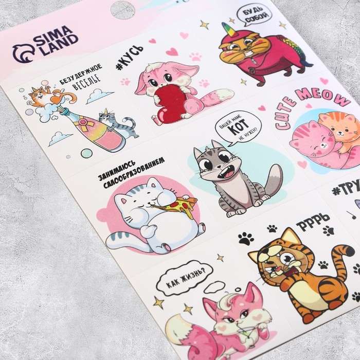 Наклейки детские бумажные, &laquo;Замурчательные истории&raquo;, 11 х 15.5 см, 5 листов