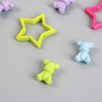 Бусины для творчества пластик "Медведь и звезда. Конструктор" набор 4 пары 4,4х4,4х0,7 см