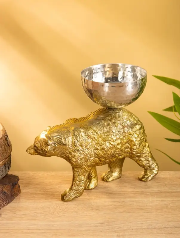 Сувенир с чашей &laquo;Медведь&raquo; 21.5&times;10&times;18.5 см, алюминий