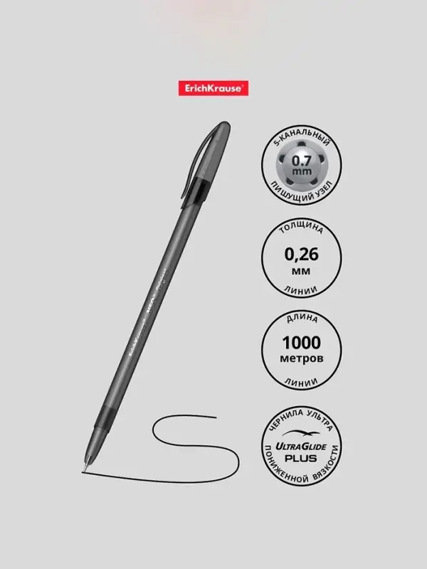 Ручка шариковая ErichKrause Neo Original, игольчатый узел 0.7 мм, чернила чёрные, супермягкое письмо, длина линии письма 1000 метров