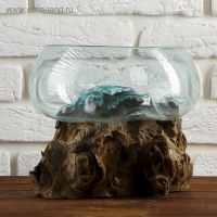 Вазон стекло на дереве "Забота" 20х25х25 см, МИКС