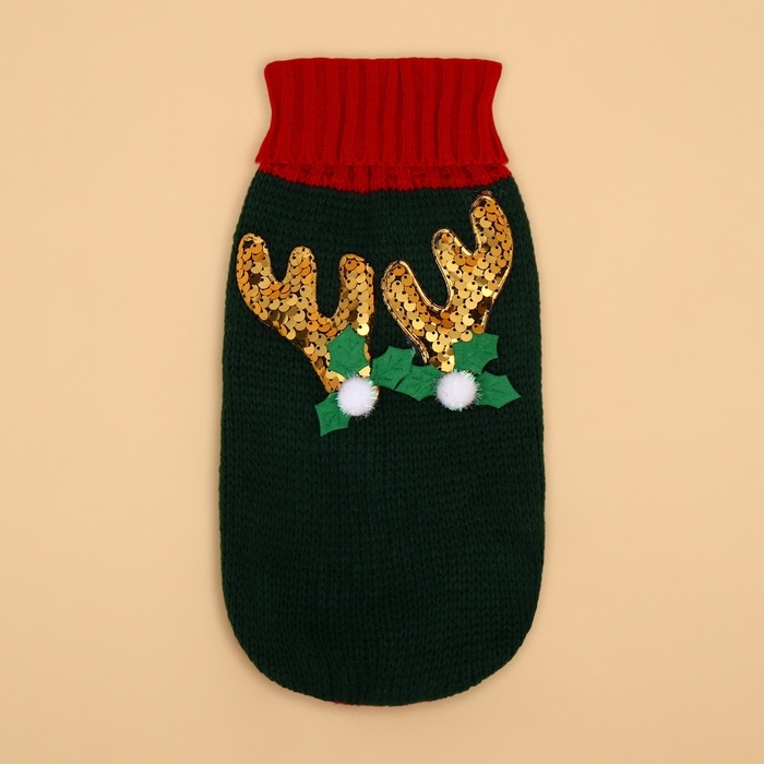 Свитер Свитер "Рога удачи", размер S (ДС 25 см, ОШ 23, ОГ 26-45), зелёный