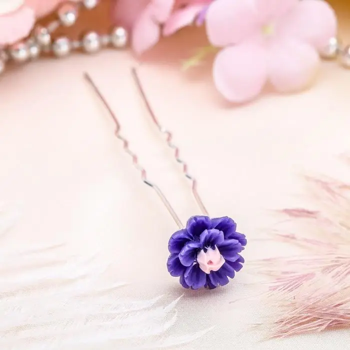 Шпилька для волос &laquo;Цветик&raquo;, василёк, 1.2 см, МИКС