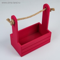 Набор кашпо деревянных 2 в 1 (25&times;15&times;30; 21&times;12&times;23 см) "Dear", ручка канат, бордо