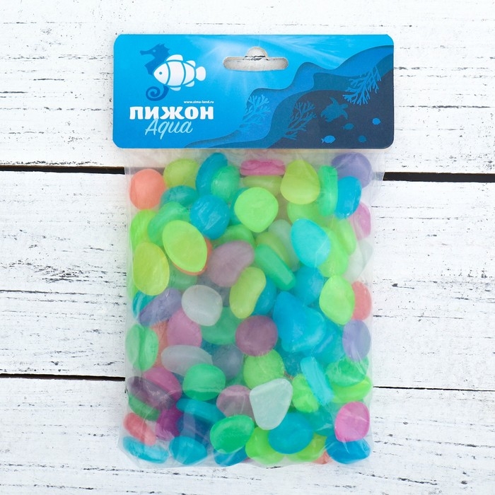 Декоративные камни для аквариума, светящиеся, 20 мм, 200 г, микс